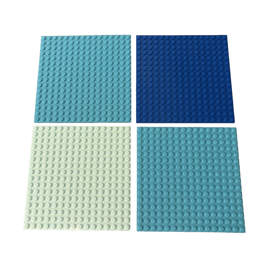 Lego 16x16 (5"x5") Studded Rigid Building Plates Boards Blue, Lot of 4